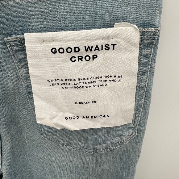 GOOD AMERICAN NWT GOOD WAIST SKINNY CROPPED JEANS in Blue635 // 00 (24) - Picture 9 of 11